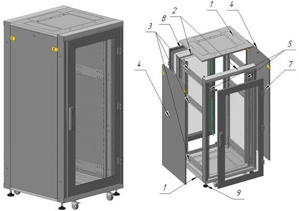 Шкаф телекоммуникационный ШТ-П-24U-600х1215х600-СМ