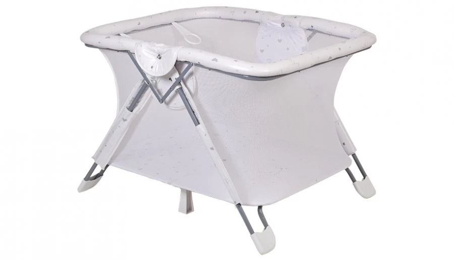 Манеж Polini kids Comfort French Teddy, белый-серый, артикул 0002160-13