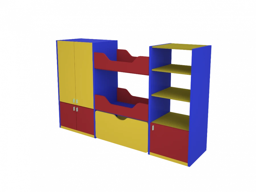 Стеллаж игровой «Спальня близнецы» Дм384