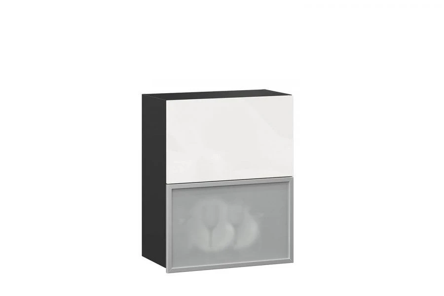 Шервуд ЛД.281380.000 Фасад шкафа горизонтального 600 со стеклом (комплект) (Белый глянец/Алюминий )