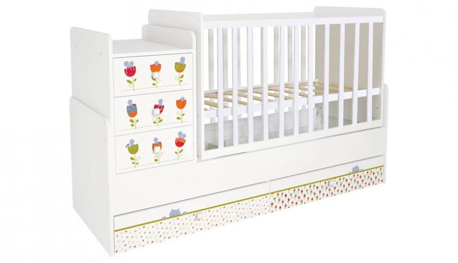Кроватка детская Polini kids Simple 1100 Сонные котята, белый, артикул 0001442.9.7