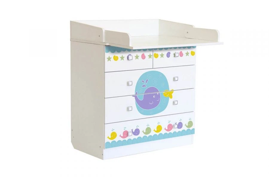 Комод Polini kids Simple 1780, Морская история, белый, артикул 0001315.9.5