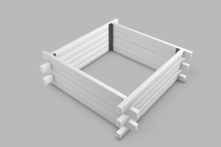 Кашпо квадратное с перекрестными вертикальными ламелями