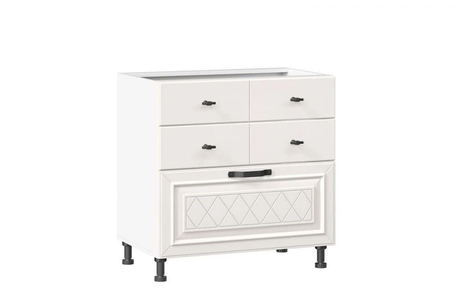 Марина ЛД.273160.000 Фасад комплект для тумбы кухонной 800 с 3 ящиками (4) (Алебастр )