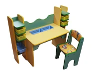 Стеллаж-уголок творчества со стулом Дм379