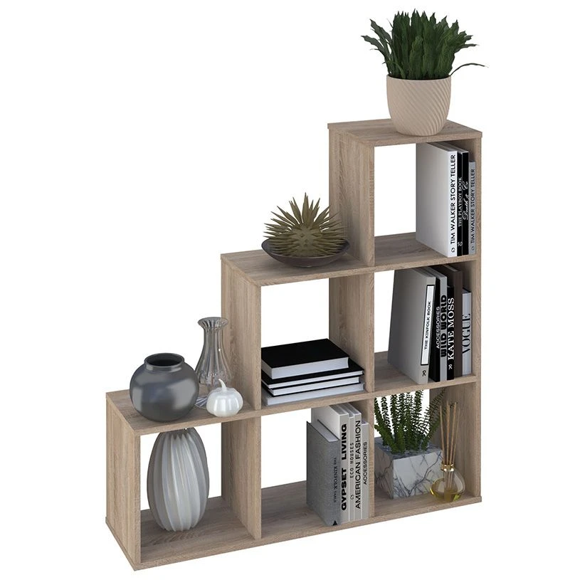 Стеллаж Polini Home Smart Каскадный 6 секций, дуб, артикул 0001696.68
