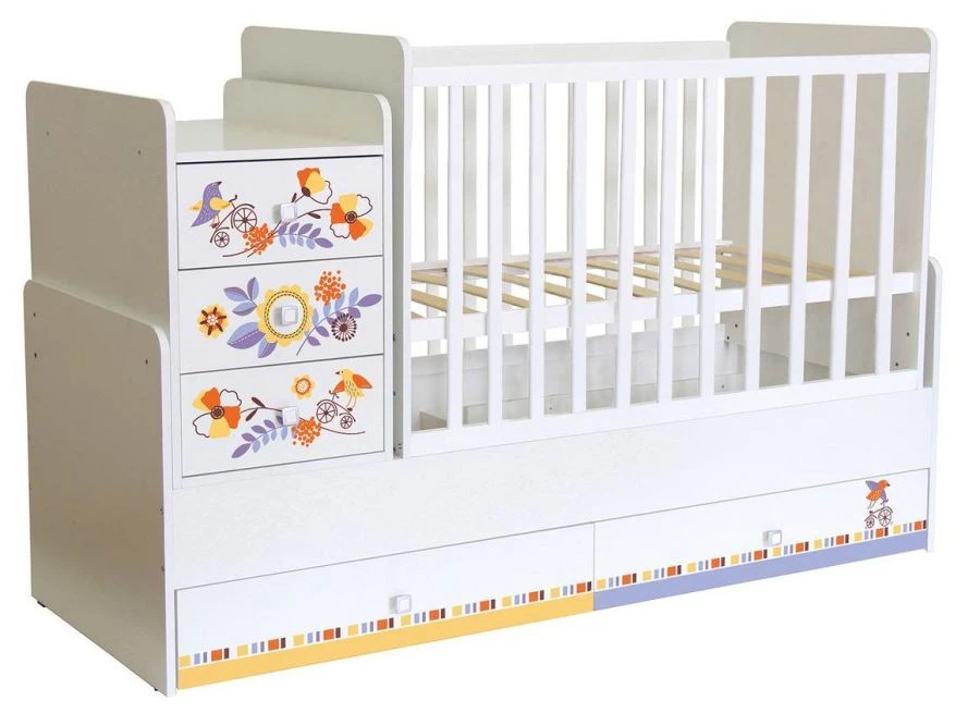 Кроватка детская Polini kids Simple 1100 Прогулка, белый, артикул 0001442.9.2