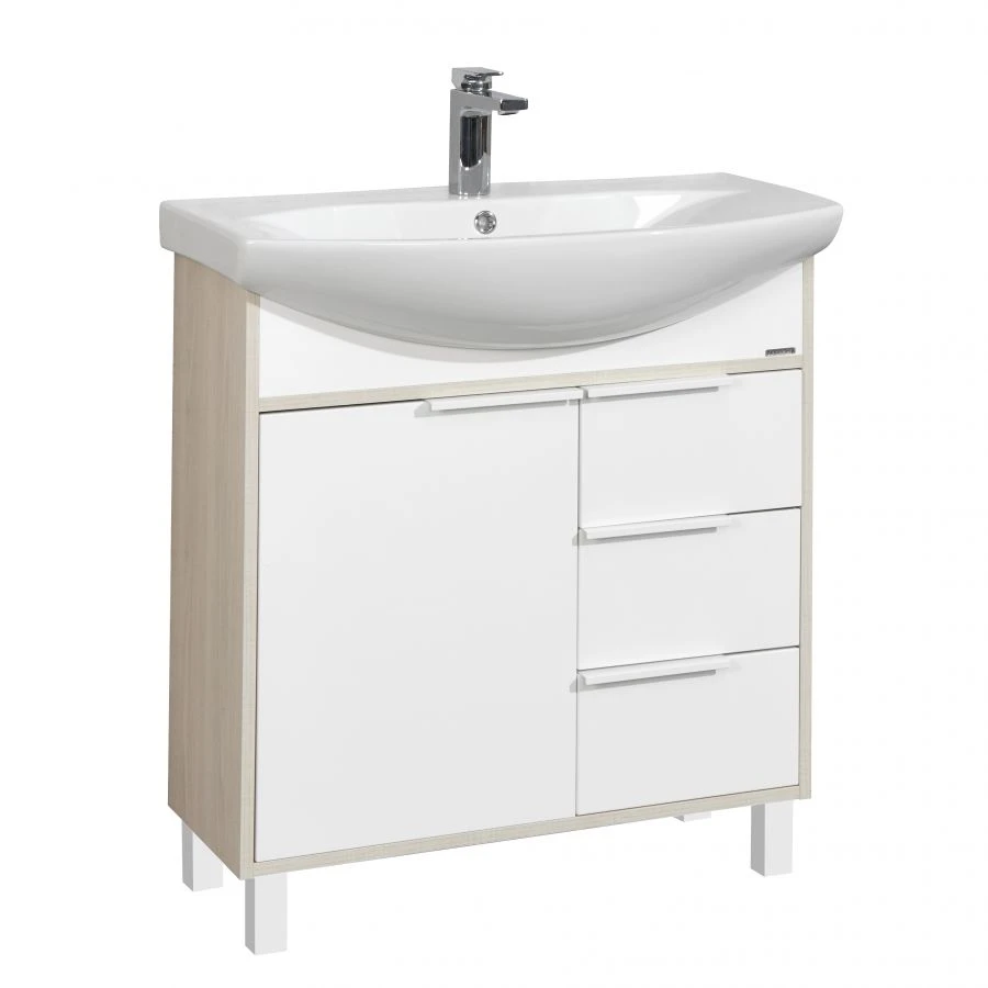 Тумба под раковину Aquaton Рико 80 белый, ясень фабрик 1A215401RIB901.A215.4.01R.IB9.0