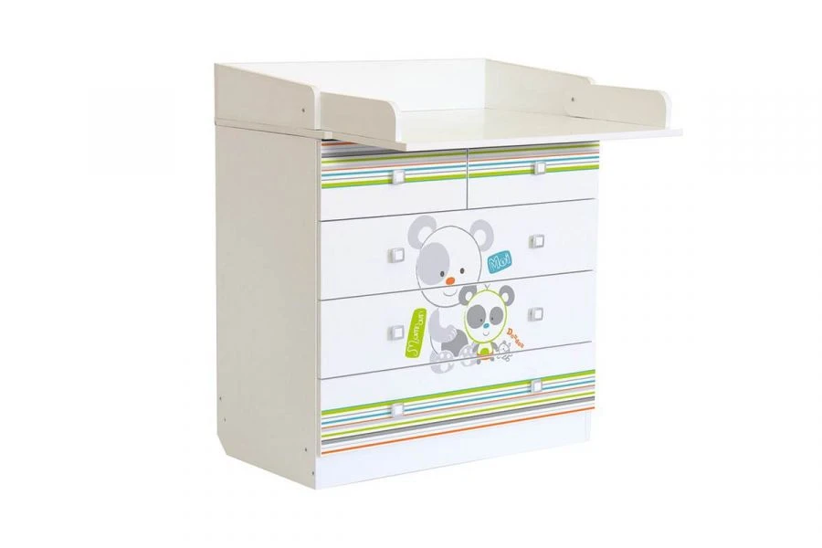 Комод Polini kids Simple 1780, Панды, белый, артикул 0001315.9.4