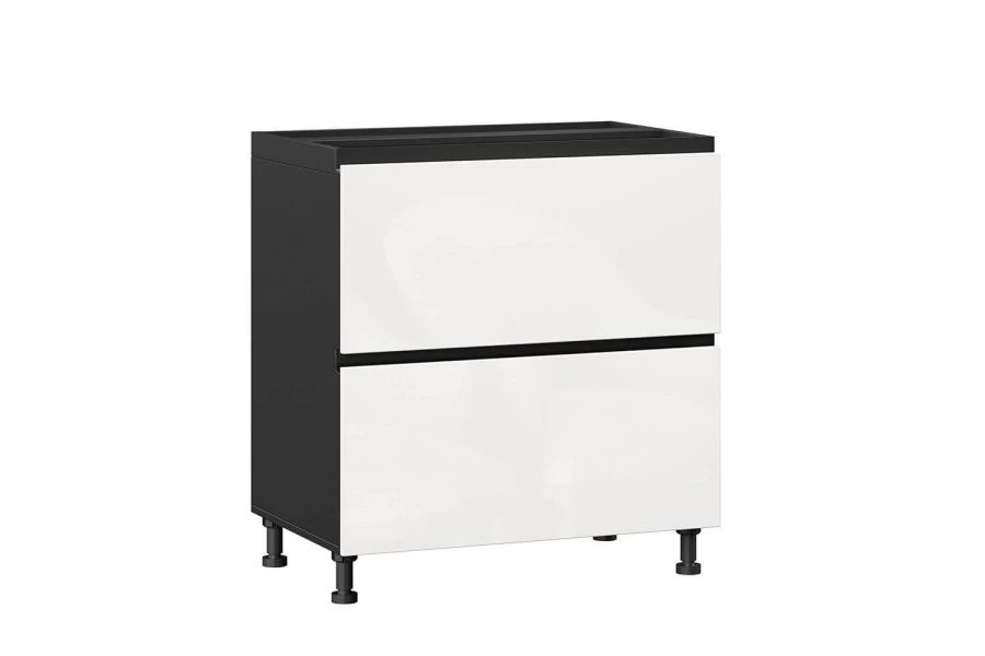 Шервуд ЛД.281160.000 Фасад тумбы кухонной 800 с 2 ящиками ЛЮКС (4) (Белый глянец/Чёрный )
