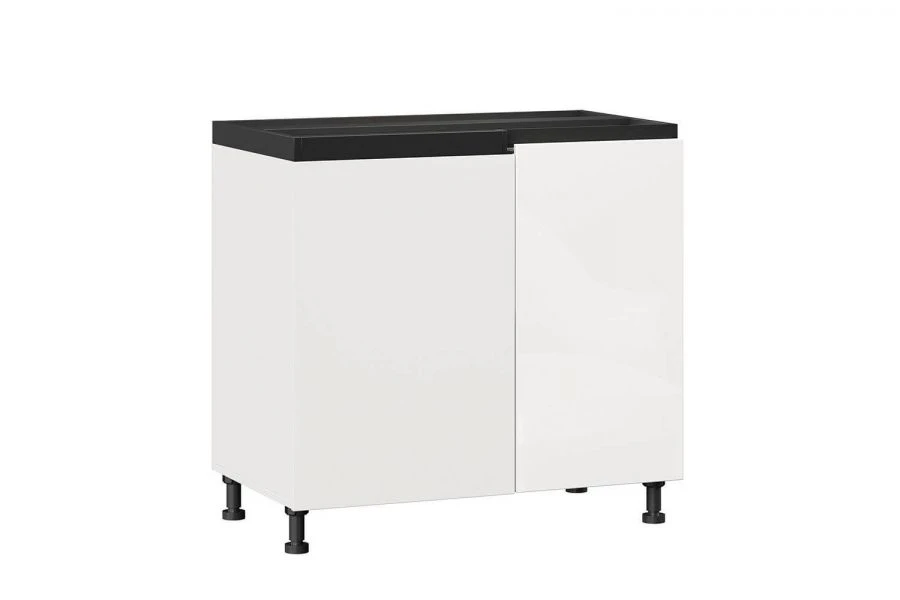 Шервуд ЛД.281200.000 Фасад тумбы кухонной 1000 правый (Белый глянец/Чёрный )