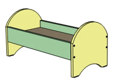 Деревянная мебель для дошкольных учреждений: Игровой модуль "Кроватка"
