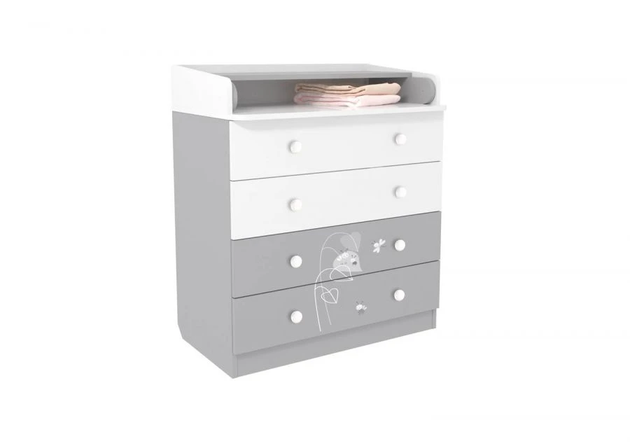 Комод Polini kids French 1270, Amis, 
белый-серый, артикул 0001535.55