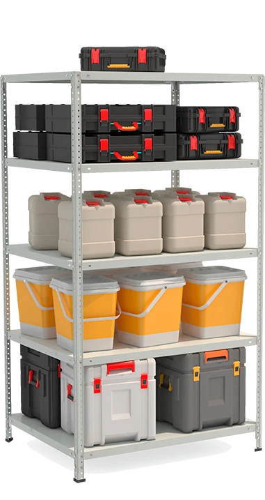 Металлический полочный усиленный стеллаж модели СТФ Стеллаж 1085-1.8