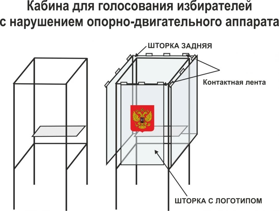 Кабина для голосования избирателей с нарушением опорно-двигательного аппарата (металлокаркас)