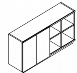 Wooden Document Cabinet with Sliding Doors