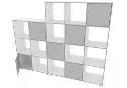 Double-Sided Shelf with 6 Closed Compartments 2242x400x1365_1800 mm