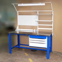 Stainless Steel Workbench with Hanging Cabinet and Screen 1500x800 mm