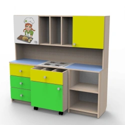 Kids Play Kitchen with Roll-out Drawers and Shelves 6.6-1