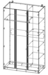 Three-Door Wardrobe with Profile Handle 1200x2050x600