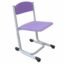 Adjustable School Chair with Wooden Seat and Backrest on Metal Frame