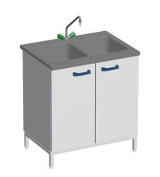 Wooden Washing Table with 2 Bowls - Model SMD