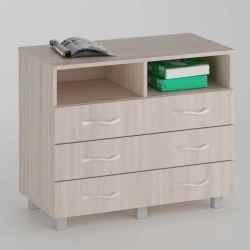 Office Desk Side Cabinet with 3 Drawers and 2 Niches