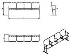 Four-Seat Auditorium Chair Section (KA.4 Series)