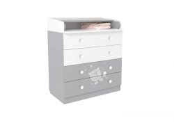 Children's Dresser Polini Kids French Teddy 1580, White-Grey, Art. 0001530.55