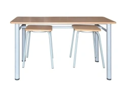 Dining Table 80x80cm Metal Frame, Birch MDF