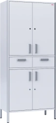 Medical Storage Cabinet, Two-Section, Aluminum Profile and Laminated Board