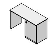 Wooden Straight Table with Refrigerator Cabinet - Contemp Set