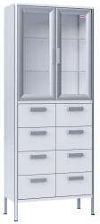 Two-Door Medical Cabinet with Glass Shelves for Storage of Supplies