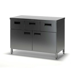 Stainless Steel Food Preparation Table SGD-R1 with Doors and Drawers