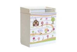 White Children's Chest of Drawers Polini Kids Simple 1580, Gingerbread House, Model 0001288.9.3