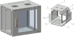 Wall-mounted Telecommunications Cabinet 9U, 600x500x450 mm