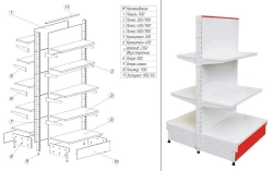 Metal Display Rack for Commercial Use, Series "TS" 2350/1000/900