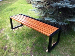 Backless Wooden Bench with Metal Base 2500x400x500mm