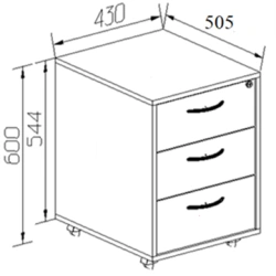 Mobile Storage Cabinet with 3 Drawers