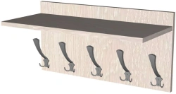Wall-Mounted Coat Rack with 5 Hooks, 600x266x300 mm, 16mm MDF