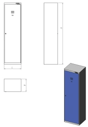 Metal Clothing Cabinet with One Door (Model MŠ.O.1)
